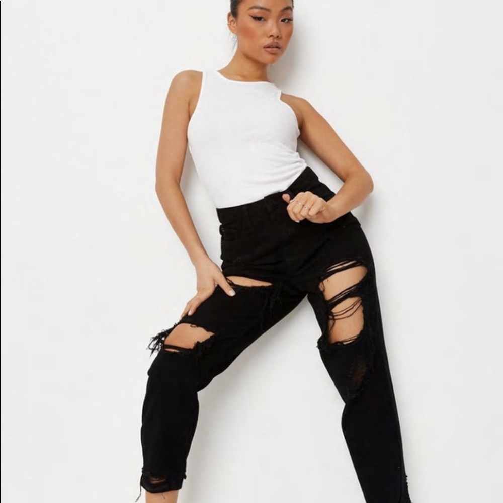 Missguided Petite Riot Ripped Mom Jeans